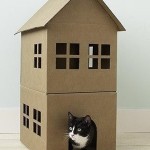 Cat’s two-storey house from a cardboard box