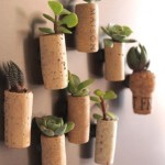 Mini garden of corks on the refrigerator