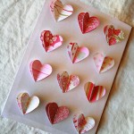 Valentine’s Day card with multicolored 3D hearts