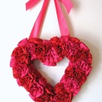 A wreath of roses from a red fabric