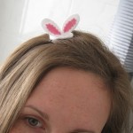 Easter Hairpin with bunny ears.