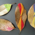 Crafts made from leaves or thread design embroidery