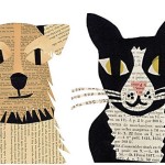 Simple and fun kids paper craft ideas: dogs and cats appliques from newspapers