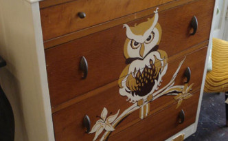 painting furniture - a dresser with owl