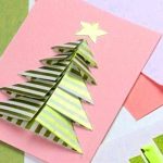 Card with a 3-d paper Christmas tree