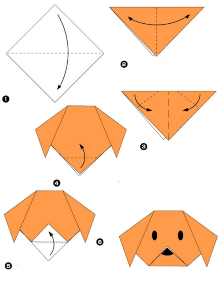 Simple origami for kids and their parents. Selection of funny and cute