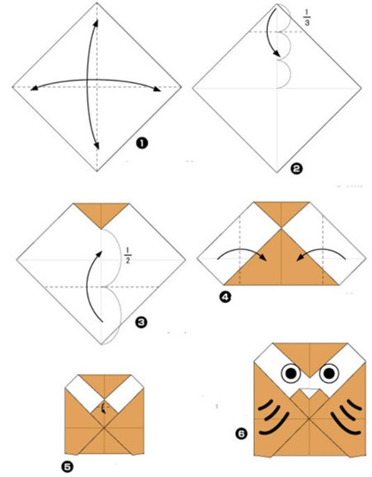 Simple origami for kids and their parents. Selection of funny and