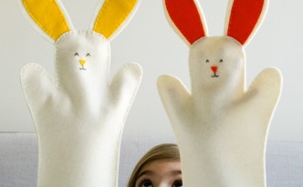 Easter activities for children: homemade bunny for puppet theatre