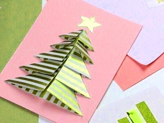 Card with a 3-d paper Christmas tree – DIY is FUN