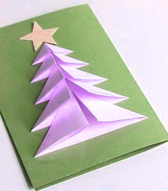 Card with a 3-d paper Christmas tree – DIY is FUN